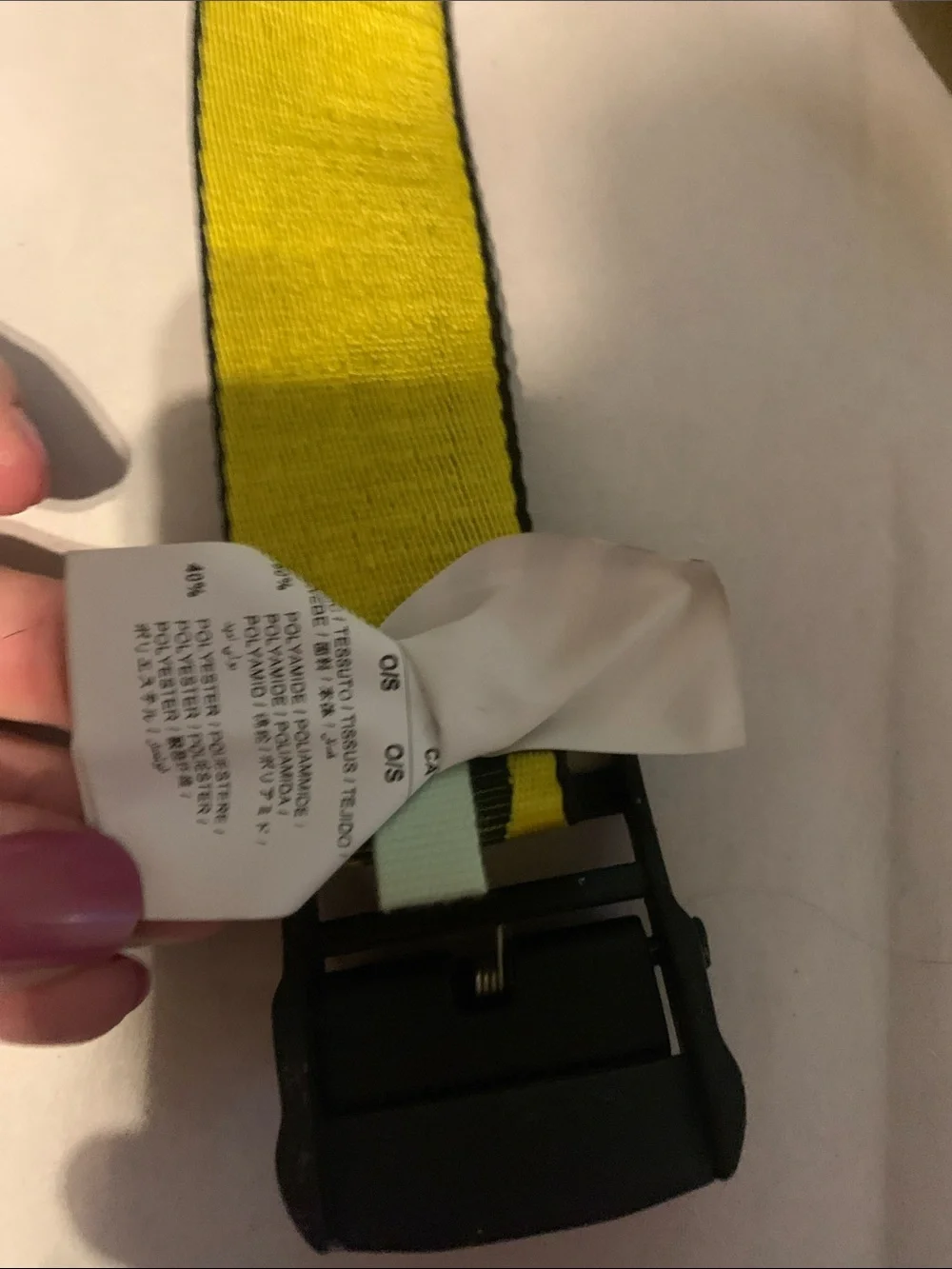 Off-White Yellow Industrial Web Belt with Black Buckle